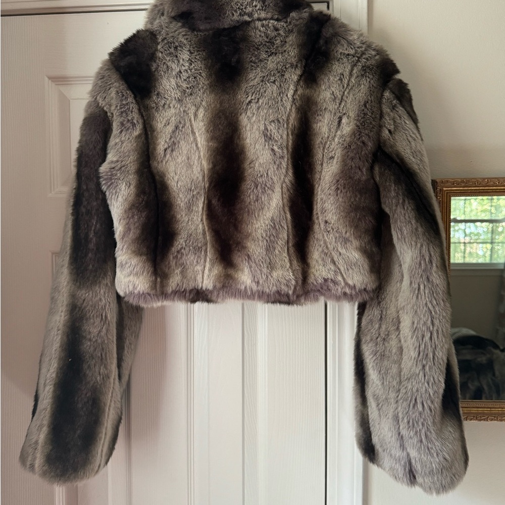 Baby Phat Gray Faux Fur Cropped Jacket - Picture 7 of 7